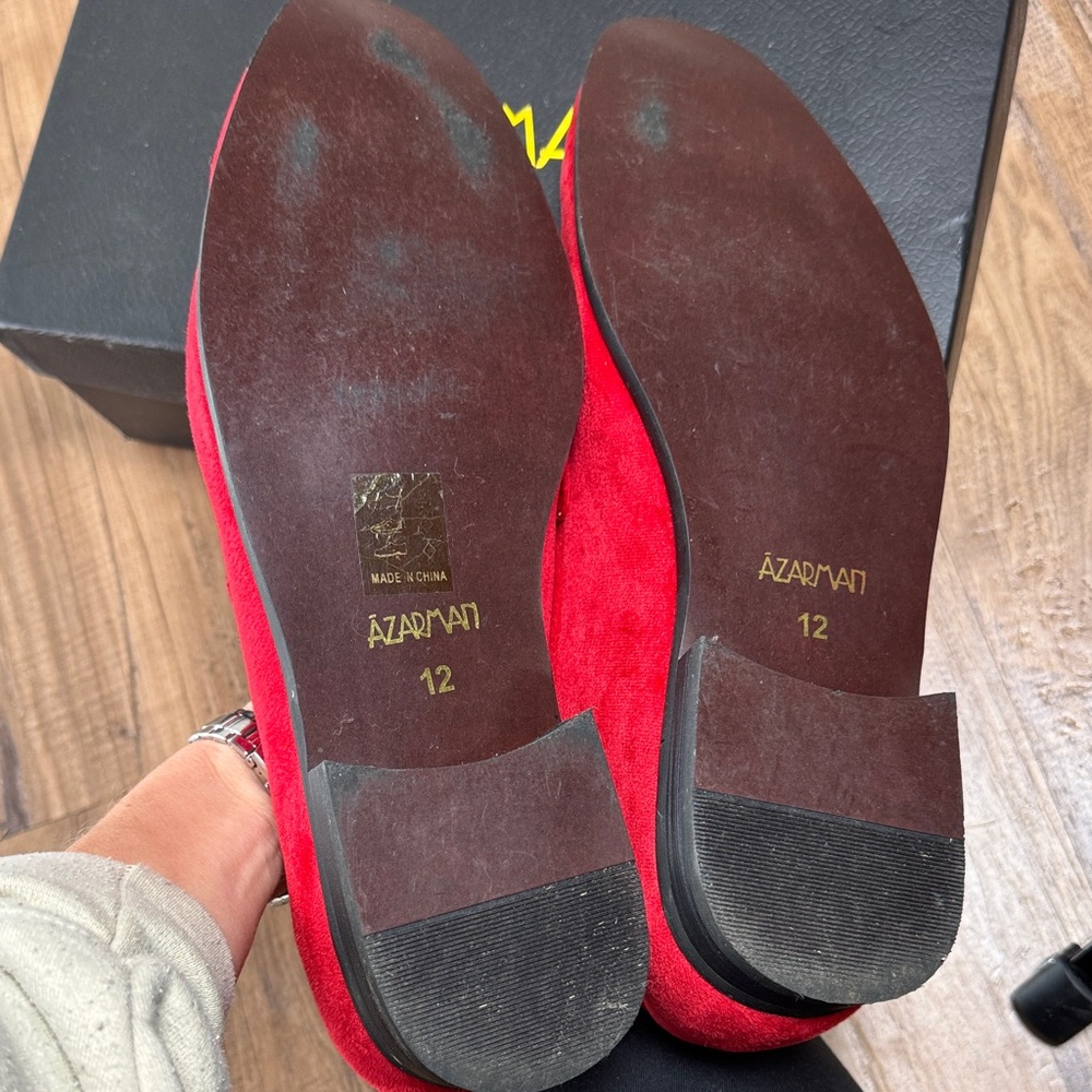 Red Suede Loafers size 12 EU 45 PROM HOCO WEDDING - Picture 8 of 8